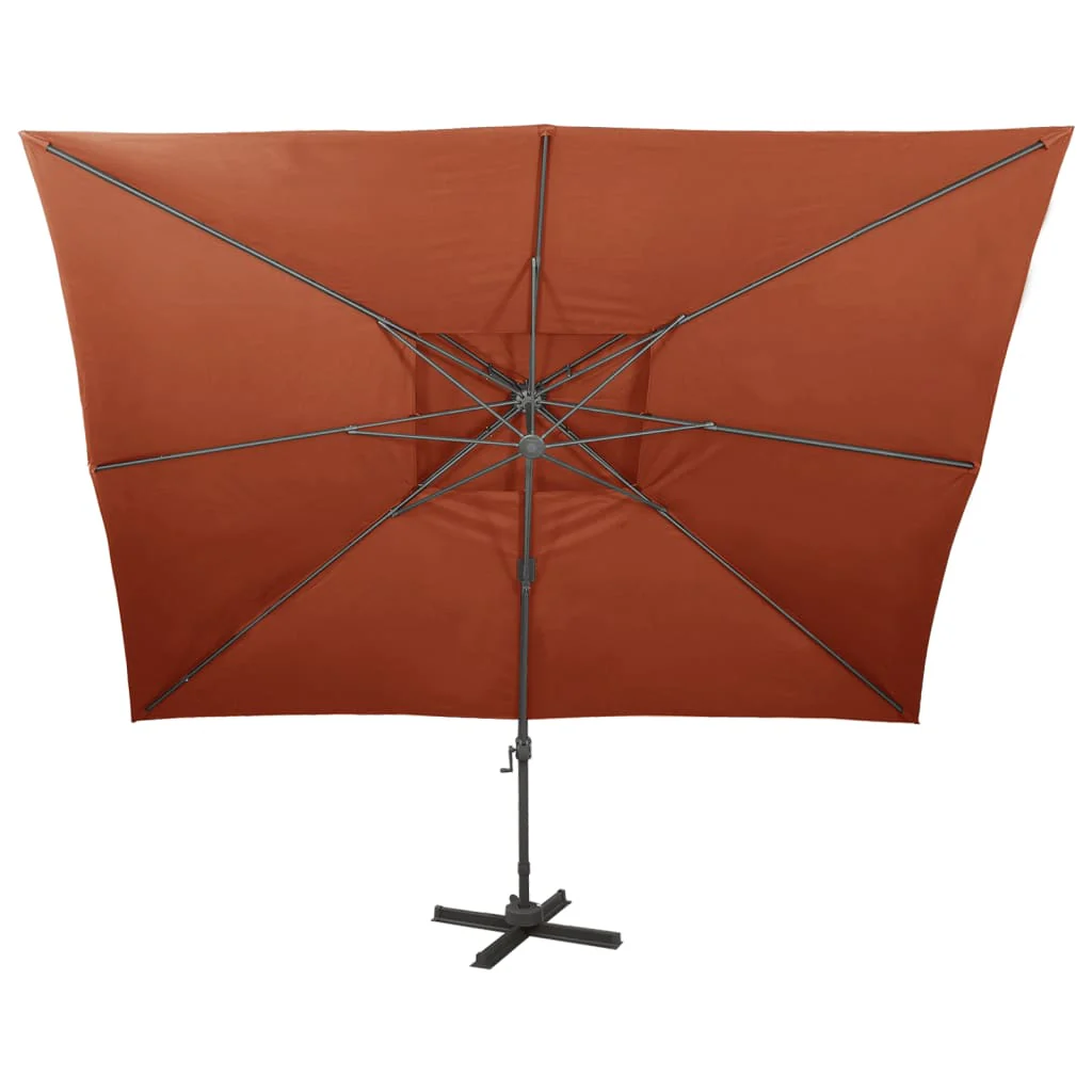 fritstående haveparasol med dobbelt top terrakotta 400x300 cm - Image 3