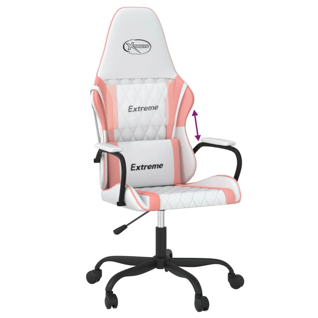 gamingstol kunstlæder hvid og lyserød - Image 6