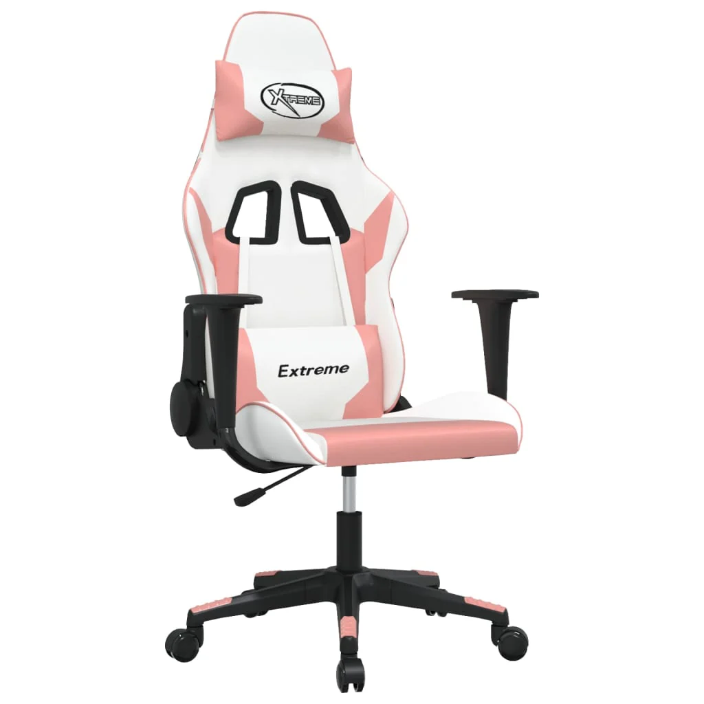 gamingstol kunstlæder hvid og lyserød - Image 2