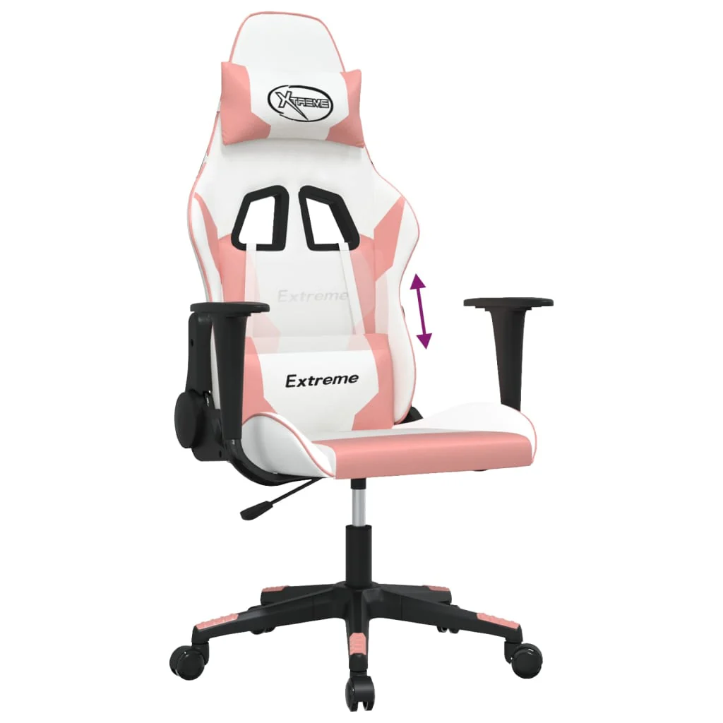 gamingstol kunstlæder hvid og lyserød - Image 7