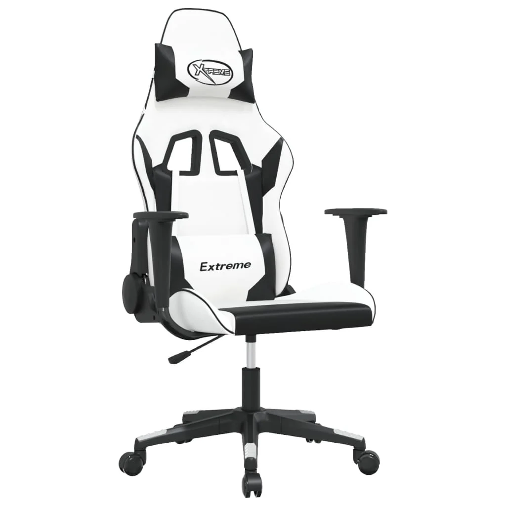 gamingstol kunstlæder hvid og sort - Image 2