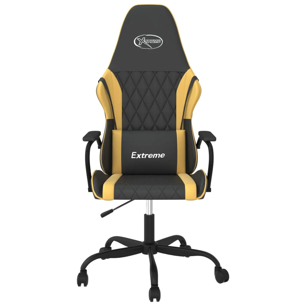 gamingstol kunstlæder sort guldfarvet - Image 3
