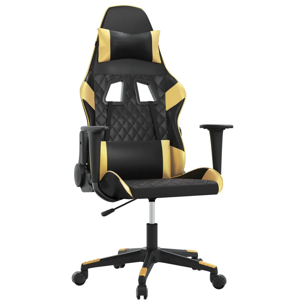 gamingstol kunstlæder sort guldfarvet - Image 2