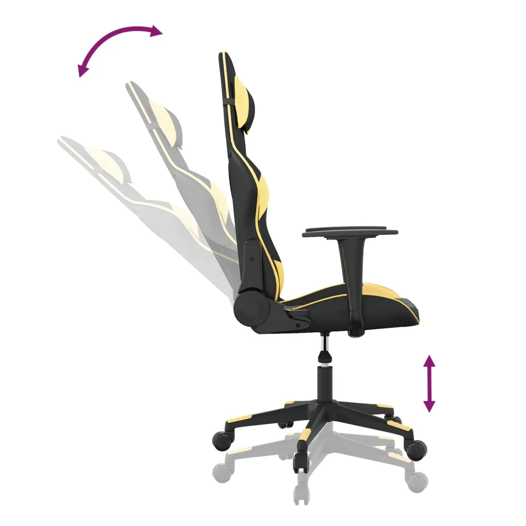 gamingstol kunstlæder sort guldfarvet - Image 6