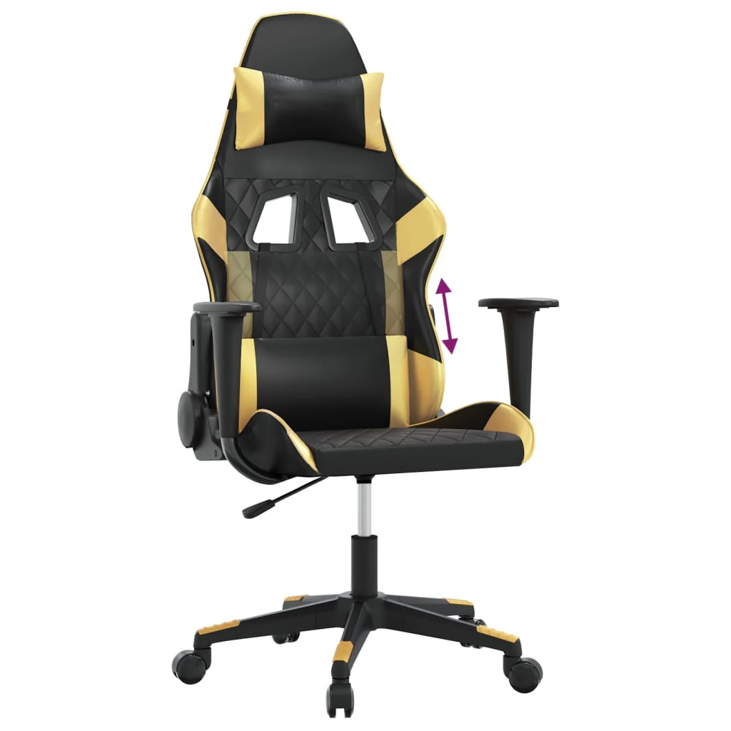 gamingstol kunstlæder sort guldfarvet - Image 7