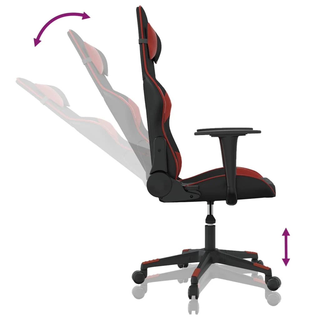 gamingstol kunstlæder sort og vinrød - Image 6