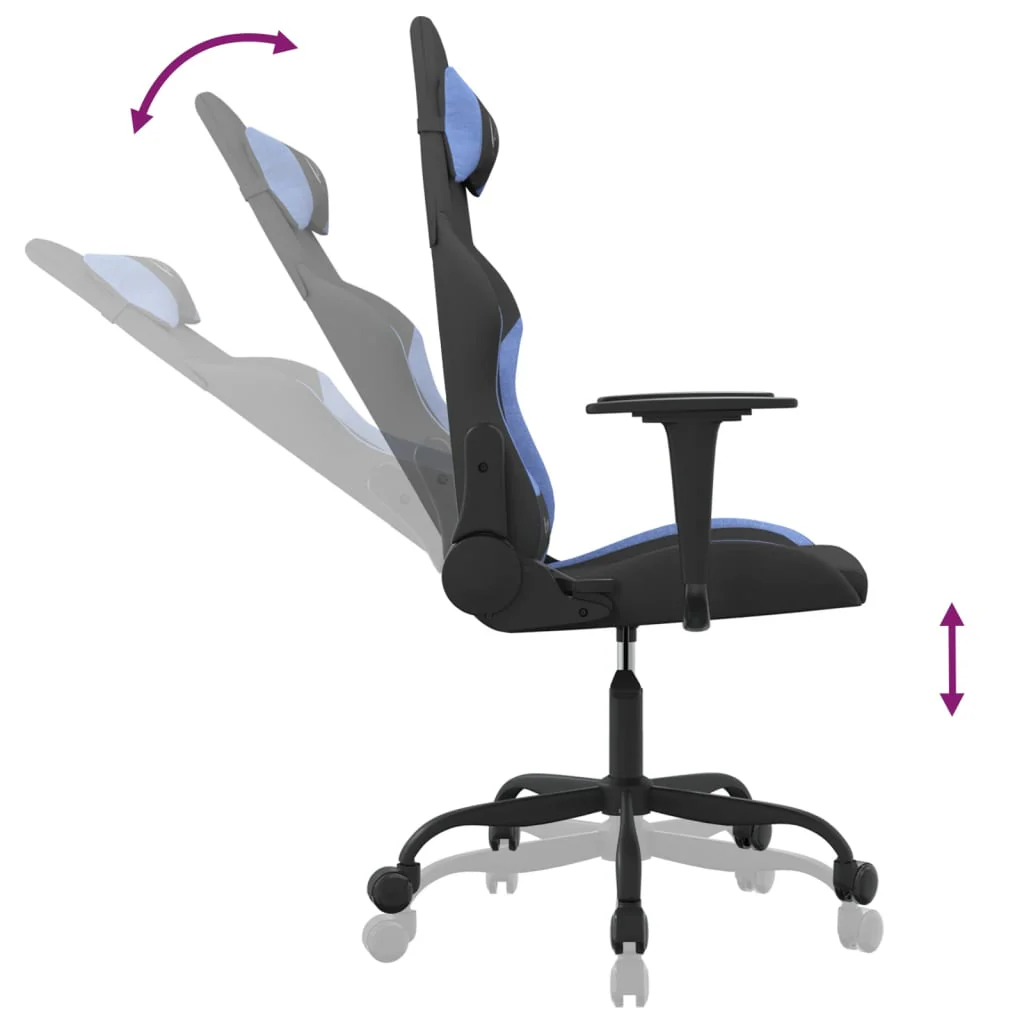 gamingstol stof sort og blå - Image 6