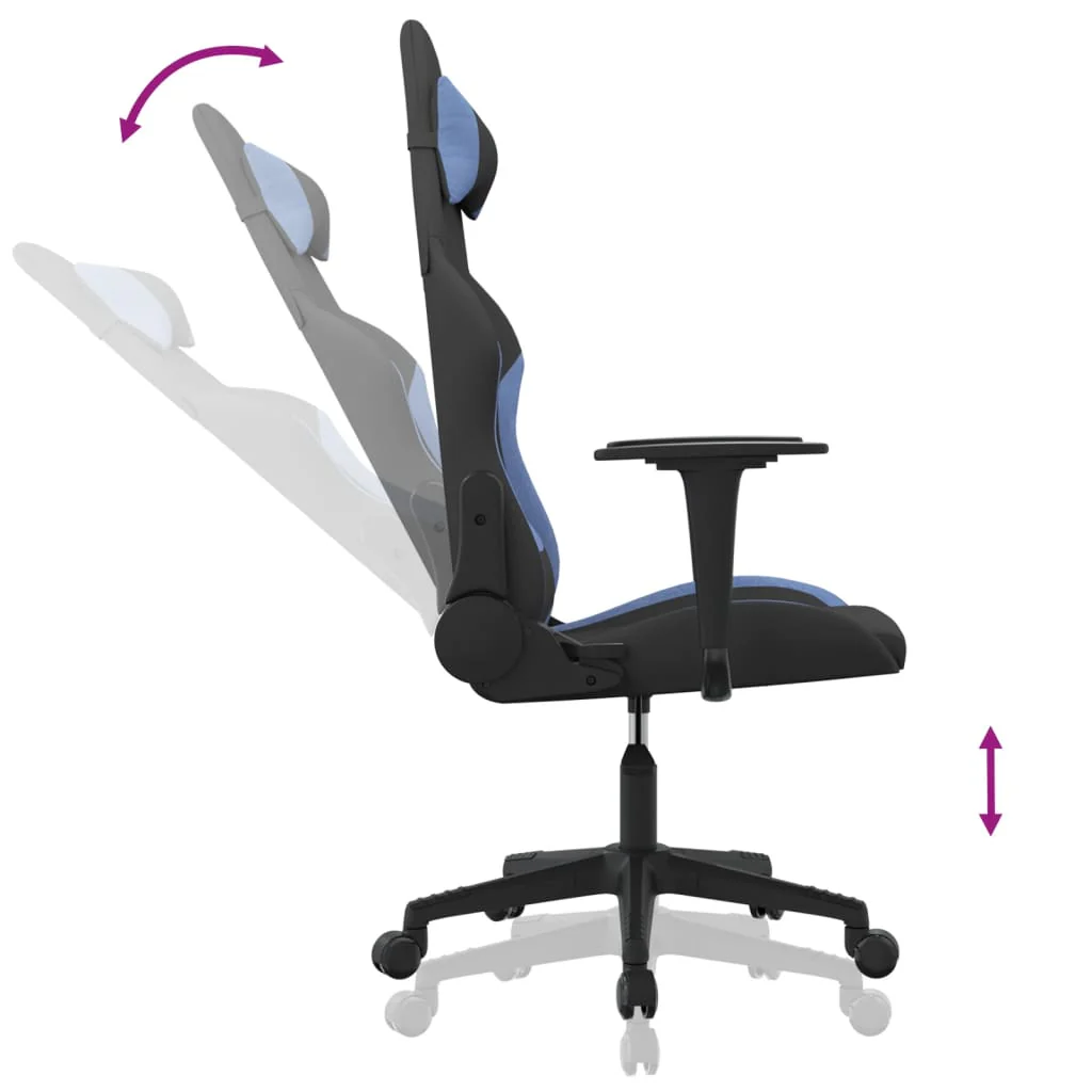 gamingstol stof sort og blå - Image 6