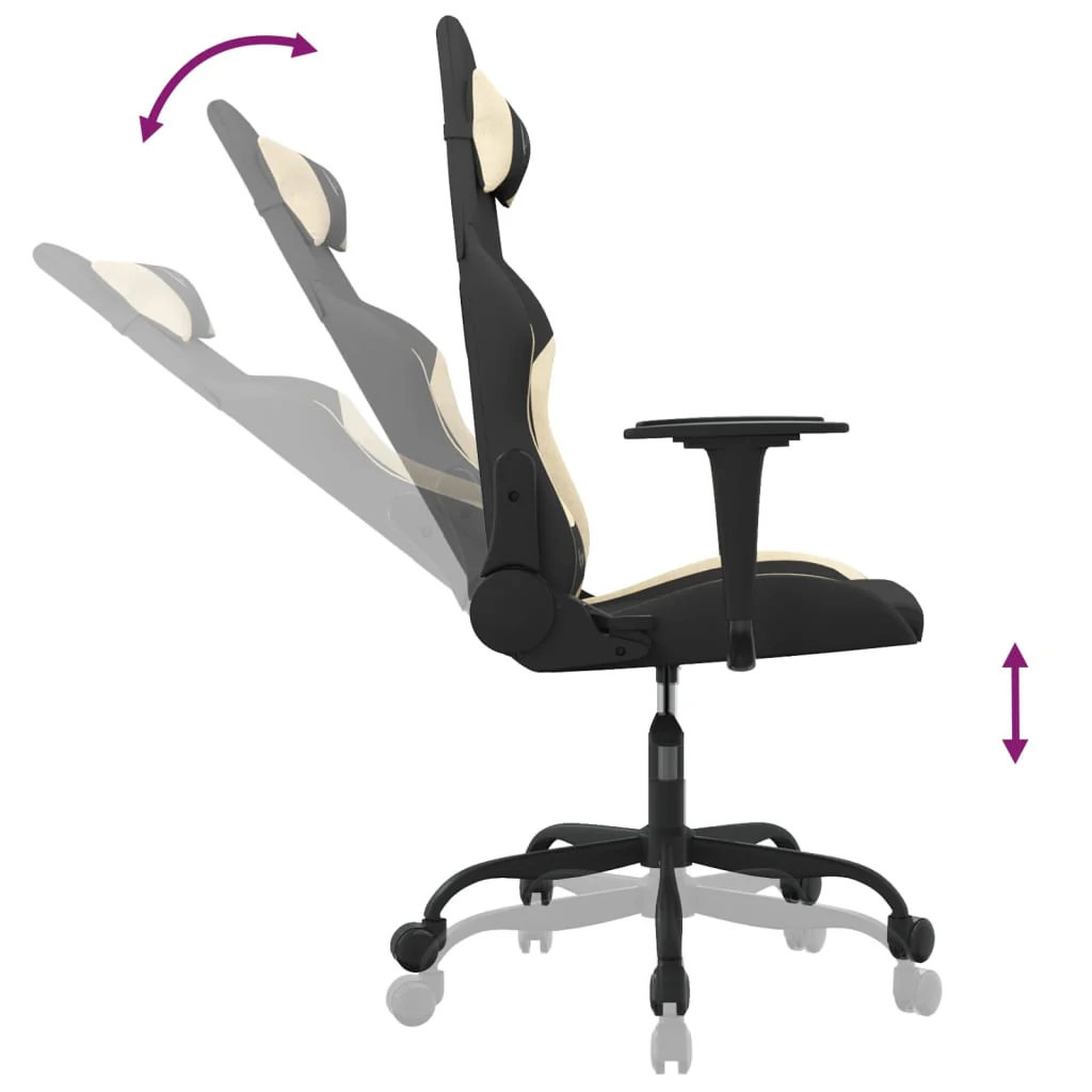 gamingstol stof sort og cremefarvet - Image 6