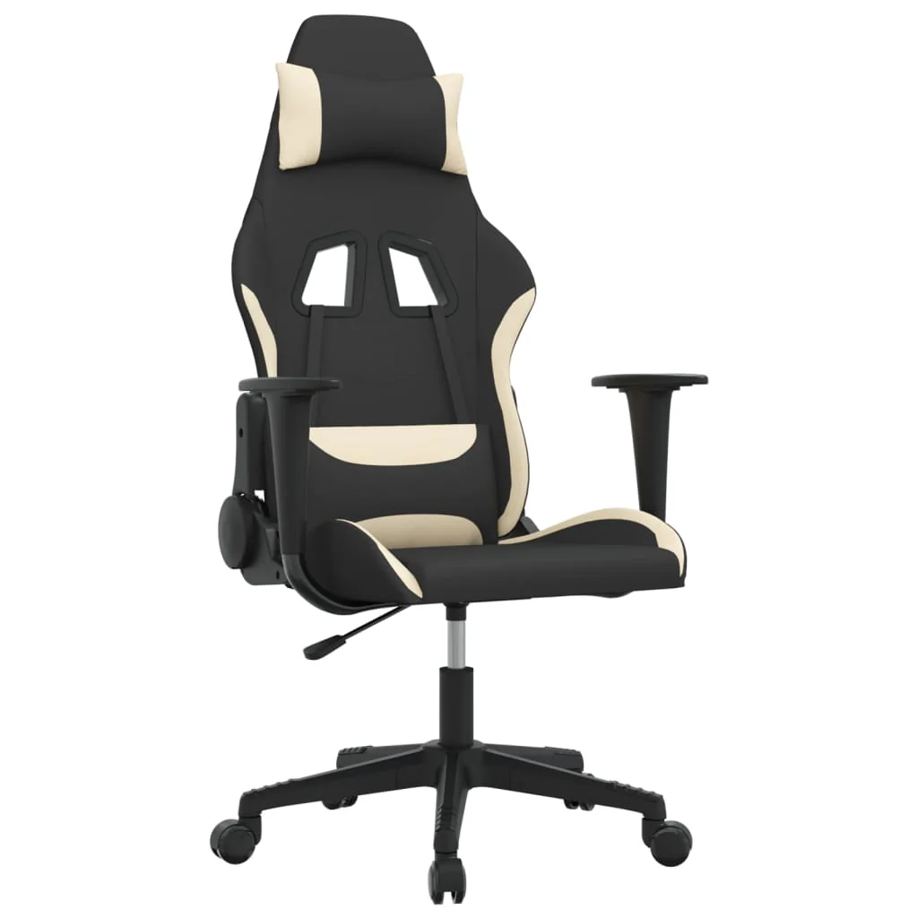 gamingstol stof sort og cremefarvet - Image 2