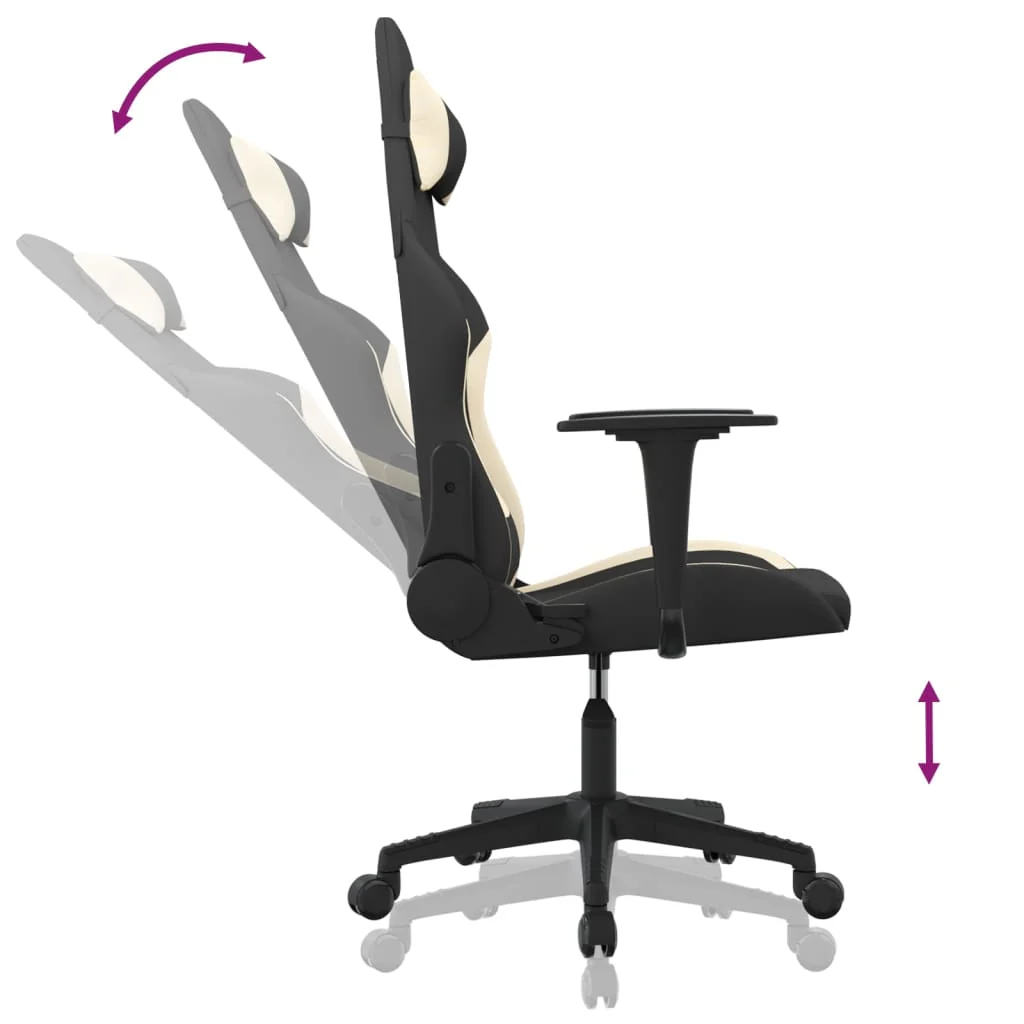 gamingstol stof sort og cremefarvet - Image 6