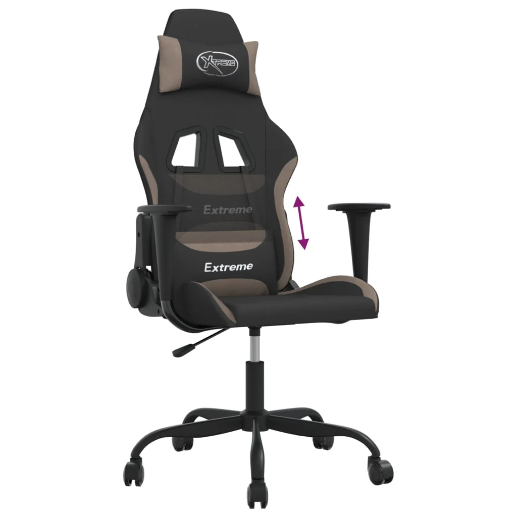gamingstol stof sort og gråbrun - Image 7