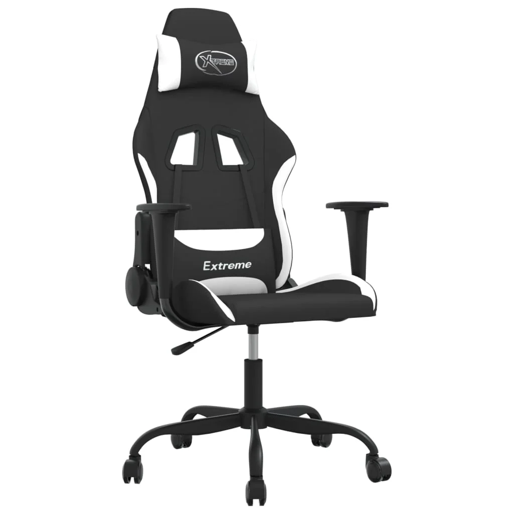 gamingstol stof sort og hvid - Image 2