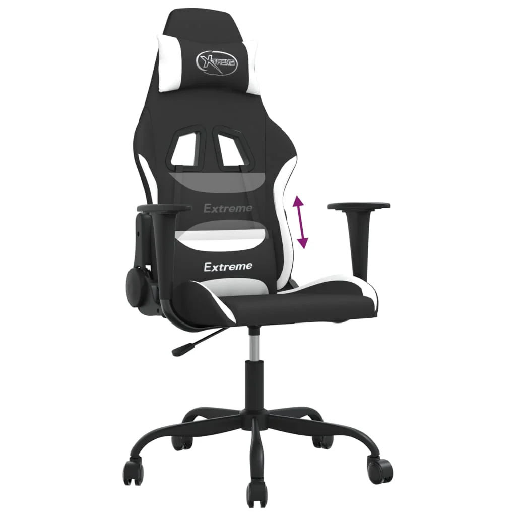 gamingstol stof sort og hvid - Image 7