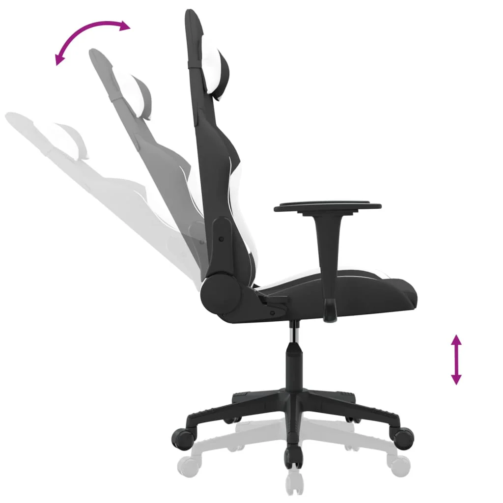 gamingstol stof sort og hvid - Image 6
