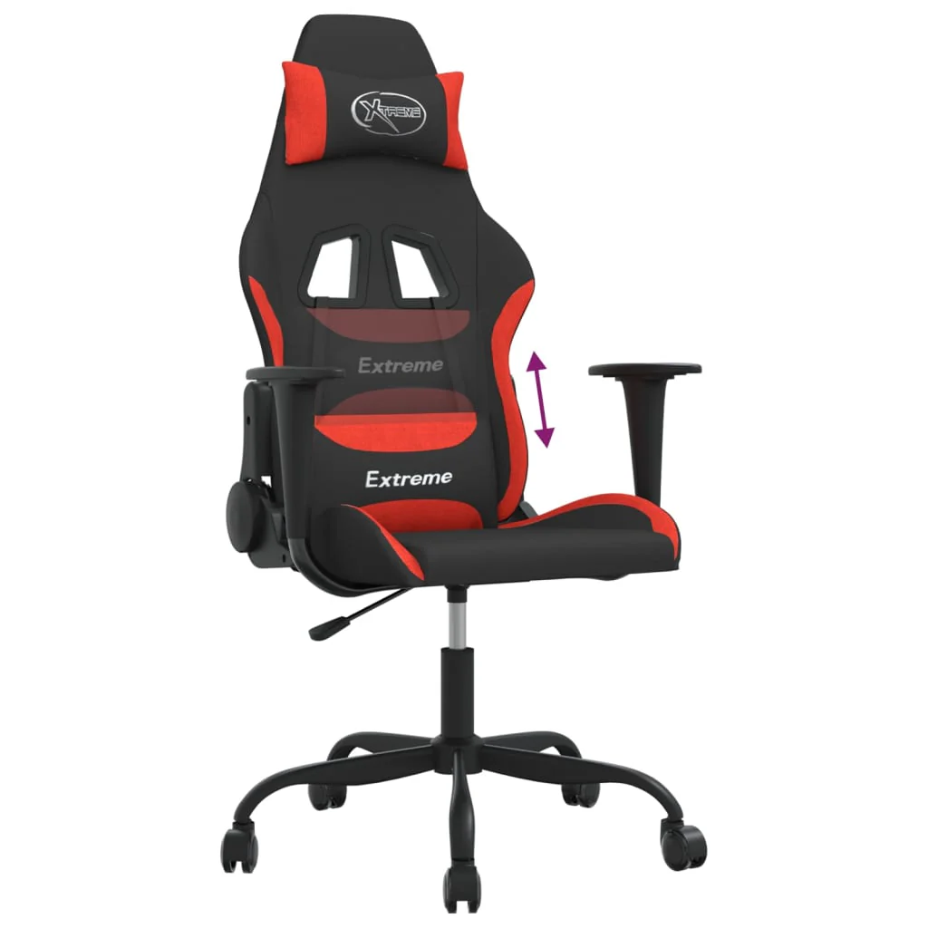 gamingstol stof sort og rød - Image 7