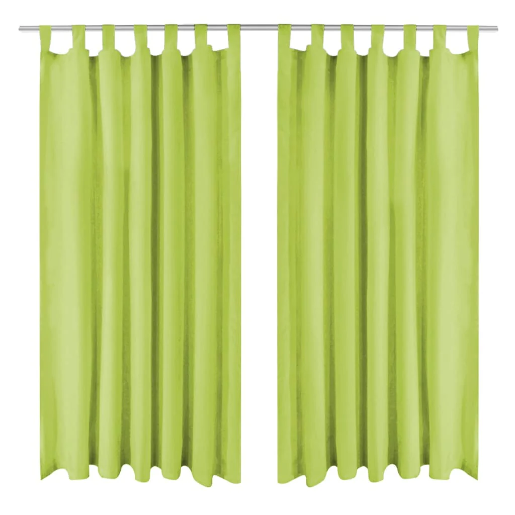 gardiner i mikro-satin 2 stk. med løkker 140 x 245 cm grøn