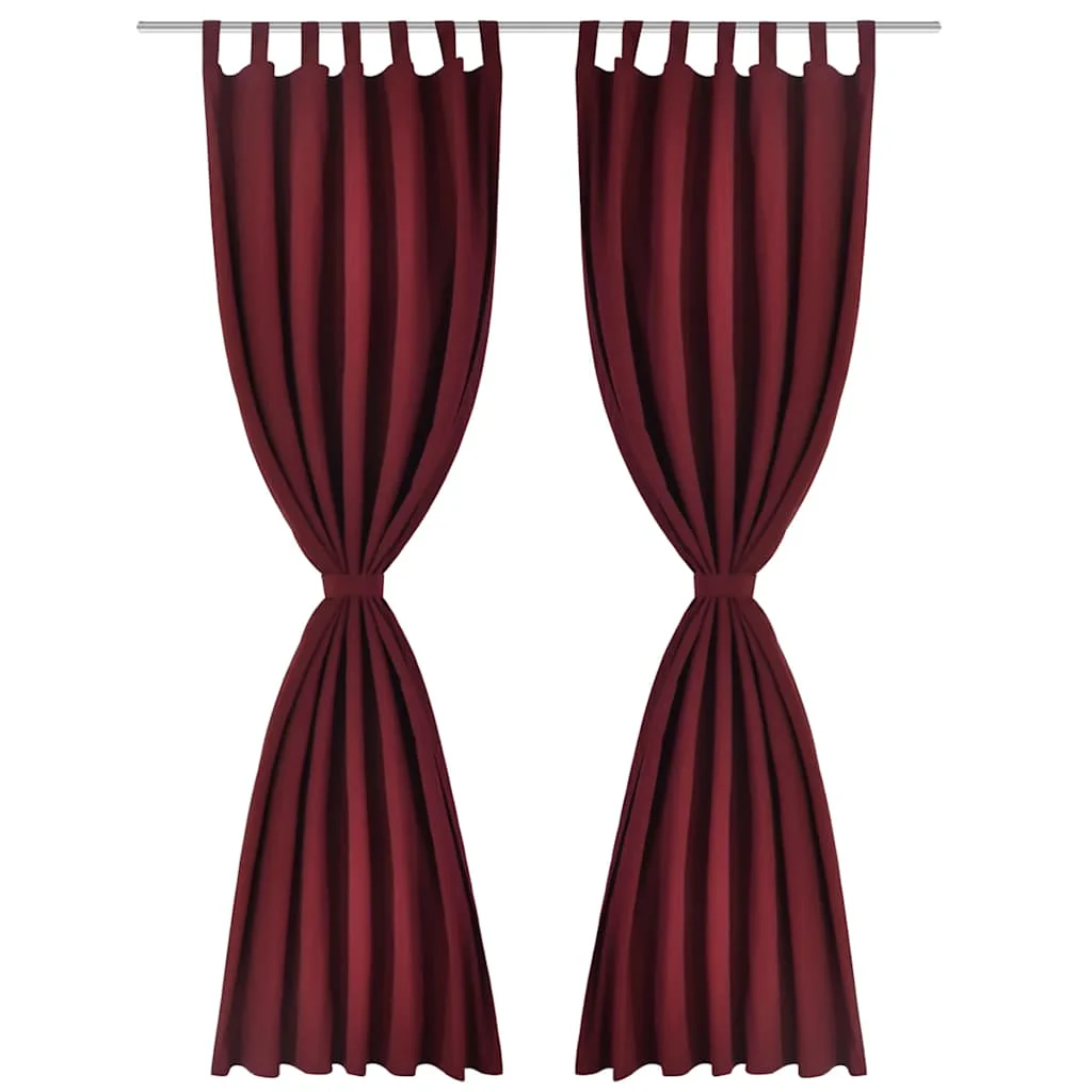 Gardiner i mikro-satin med løkker 2 stk. 140 x 175 cm bordeaux-rød - Image 2