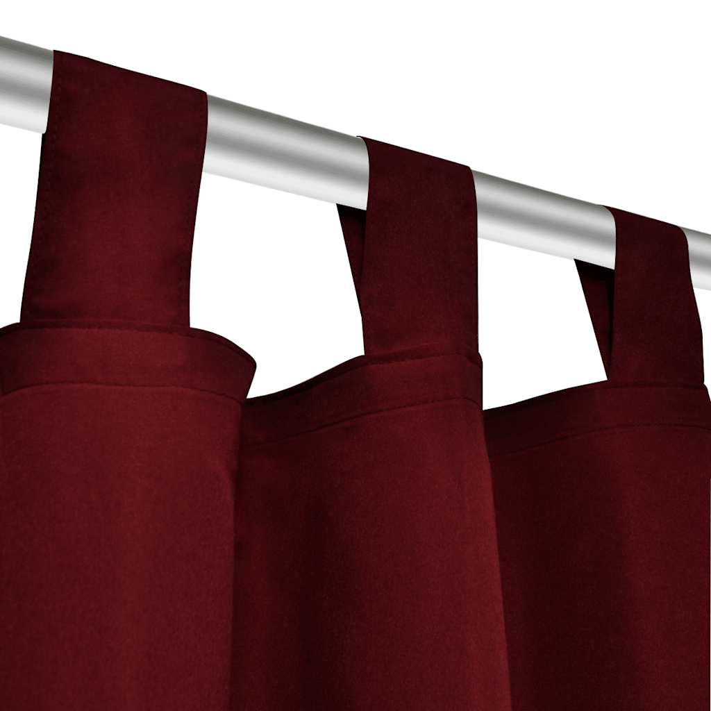 Gardiner i mikro-satin med løkker 2 stk. 140 x 175 cm bordeaux-rød - Image 4