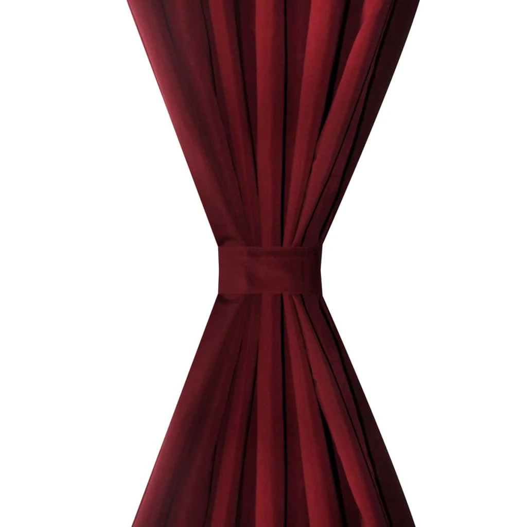 Gardiner i mikro-satin med løkker 2 stk. 140 x 245 cm Bordeaux-rød - Image 3