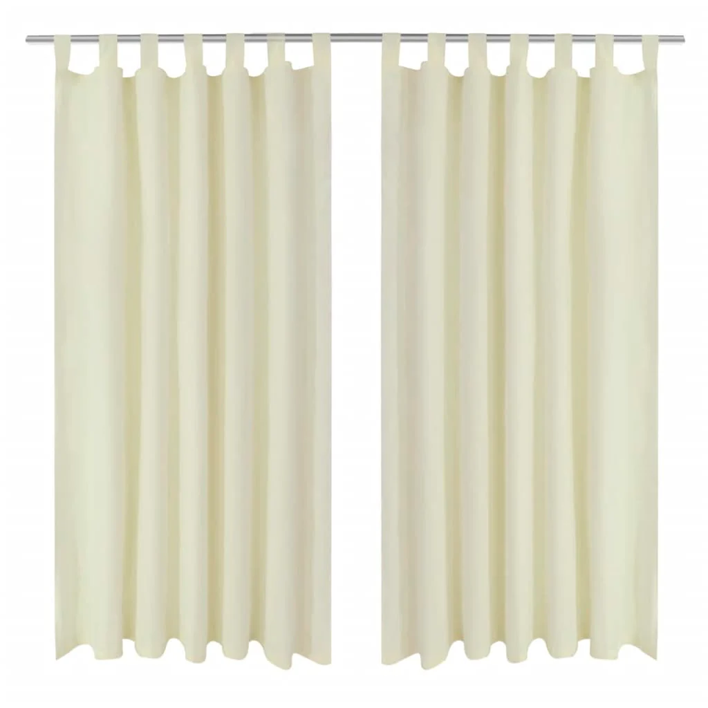Gardiner i mikro-satin med løkker 2 stk. 140 x 245 cm cremefarvet
