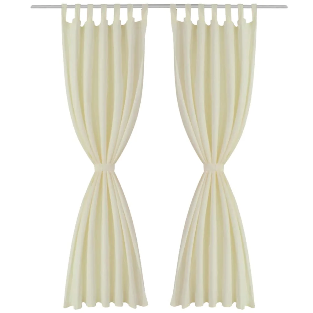 Gardiner i mikro-satin med løkker 2 stk. 140 x 245 cm cremefarvet - Image 2