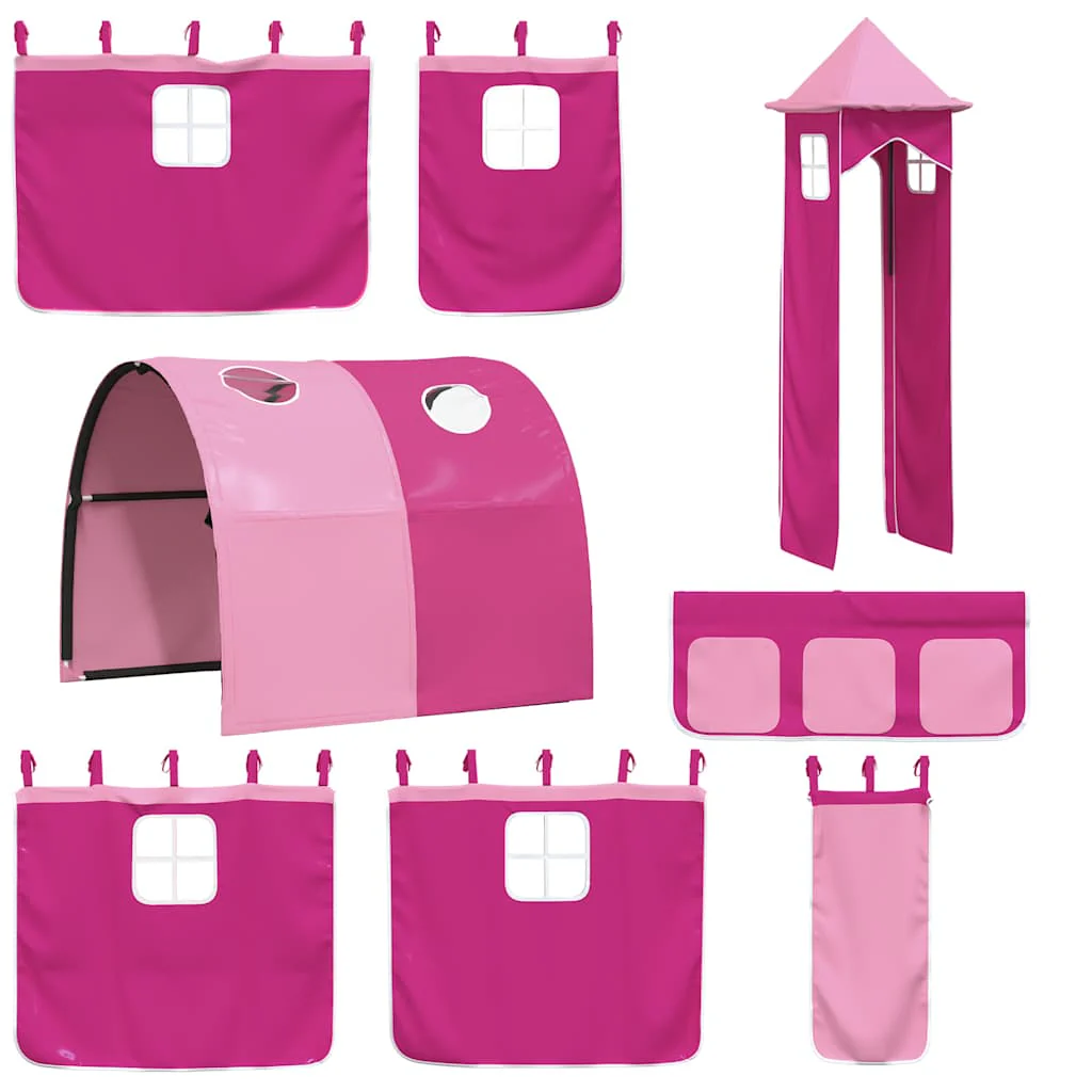 gardiner med tunnel og tårn til højseng pink - Image 3