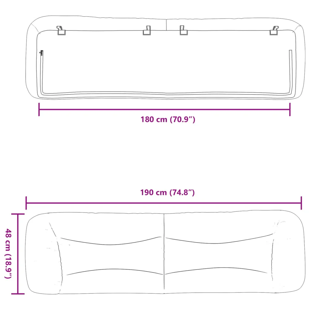 gavlpude Hvar 180 cm kunstlæder sort - Image 9