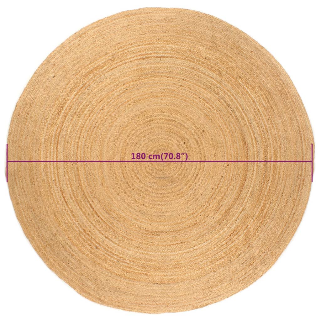 gulvtæppe 180 cm flettet jute rundt - Image 6