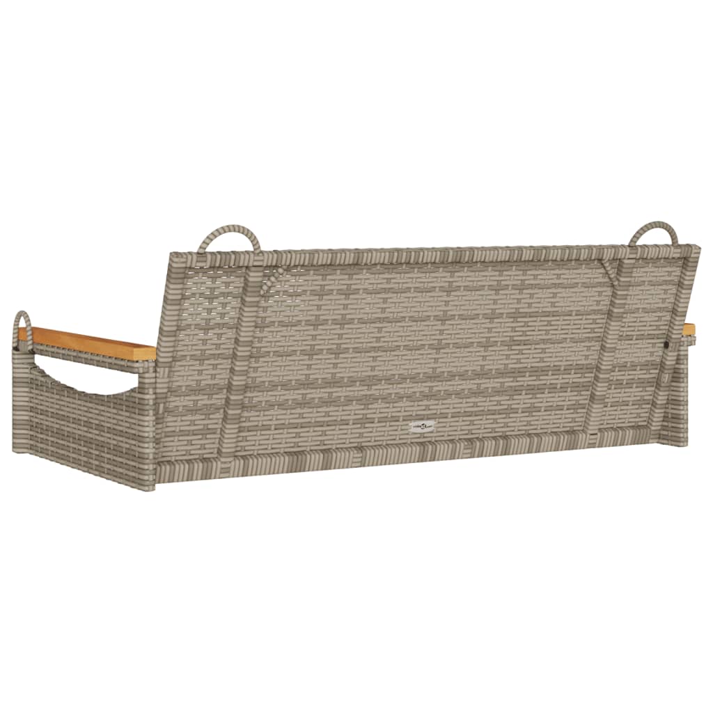 gyngebænk 109x62x40 cm polyrattan grå - Image 6