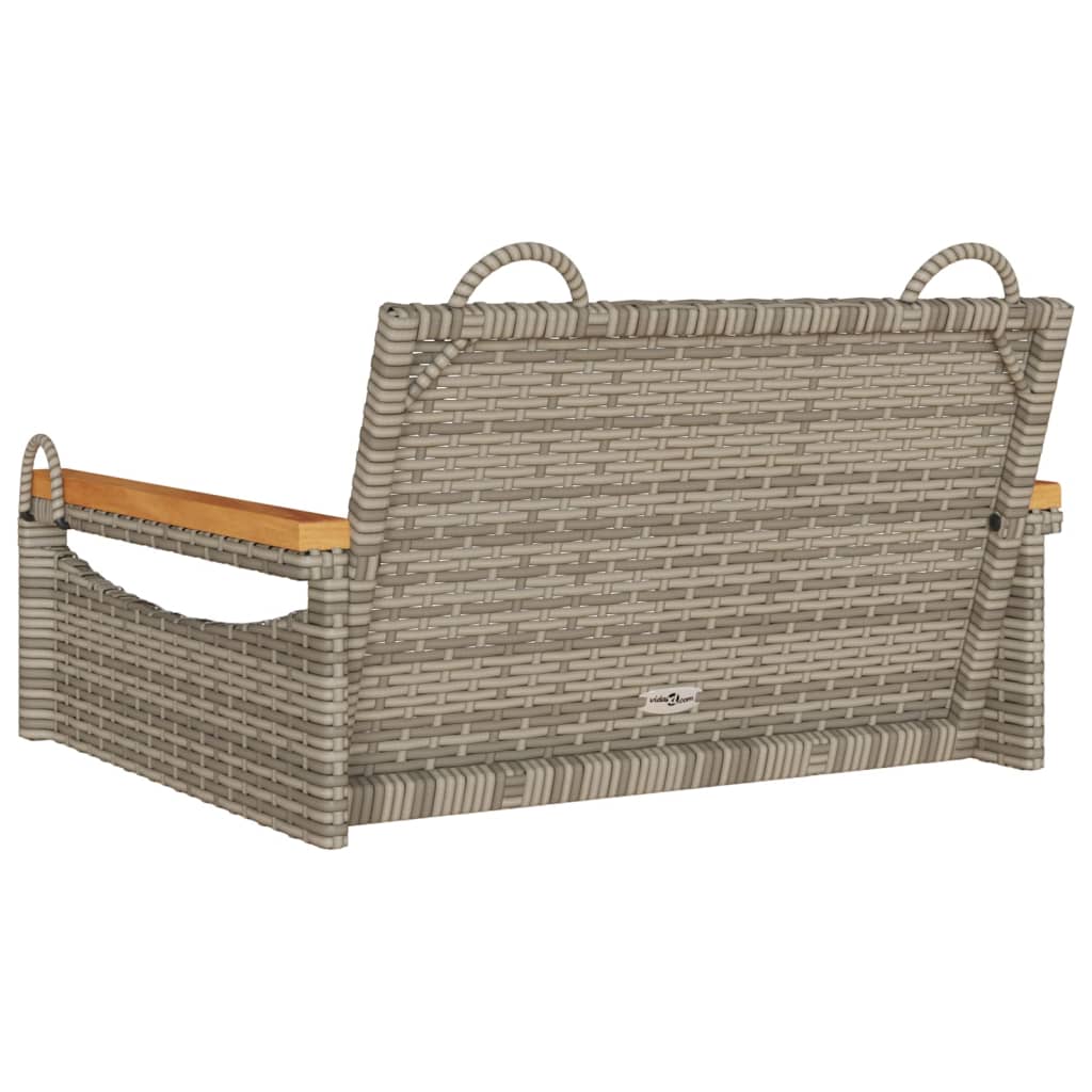 gyngebænk 63x62x40 cm polyrattan grå - Image 6