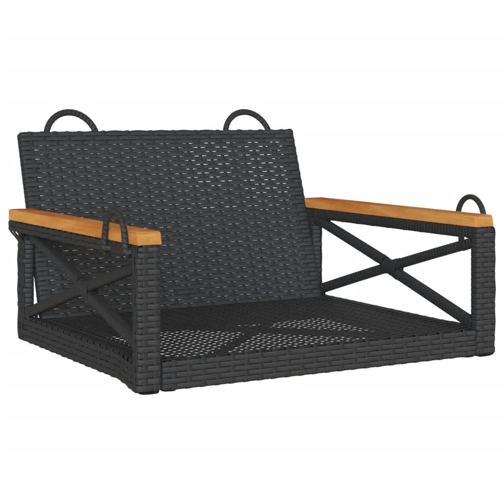 gyngebænk 63x62x40 cm polyrattan sort - Image 2