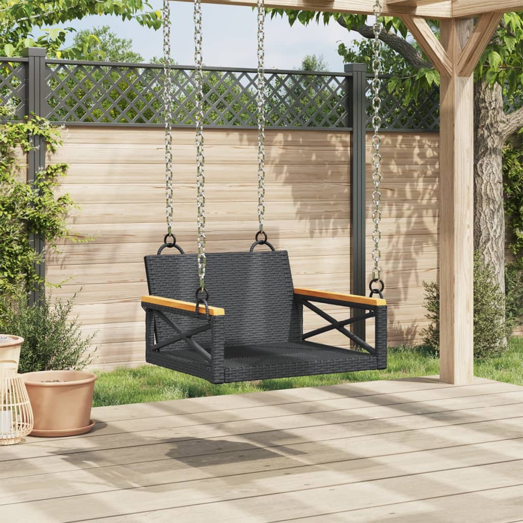 gyngebænk 63x62x40 cm polyrattan sort - Image 3