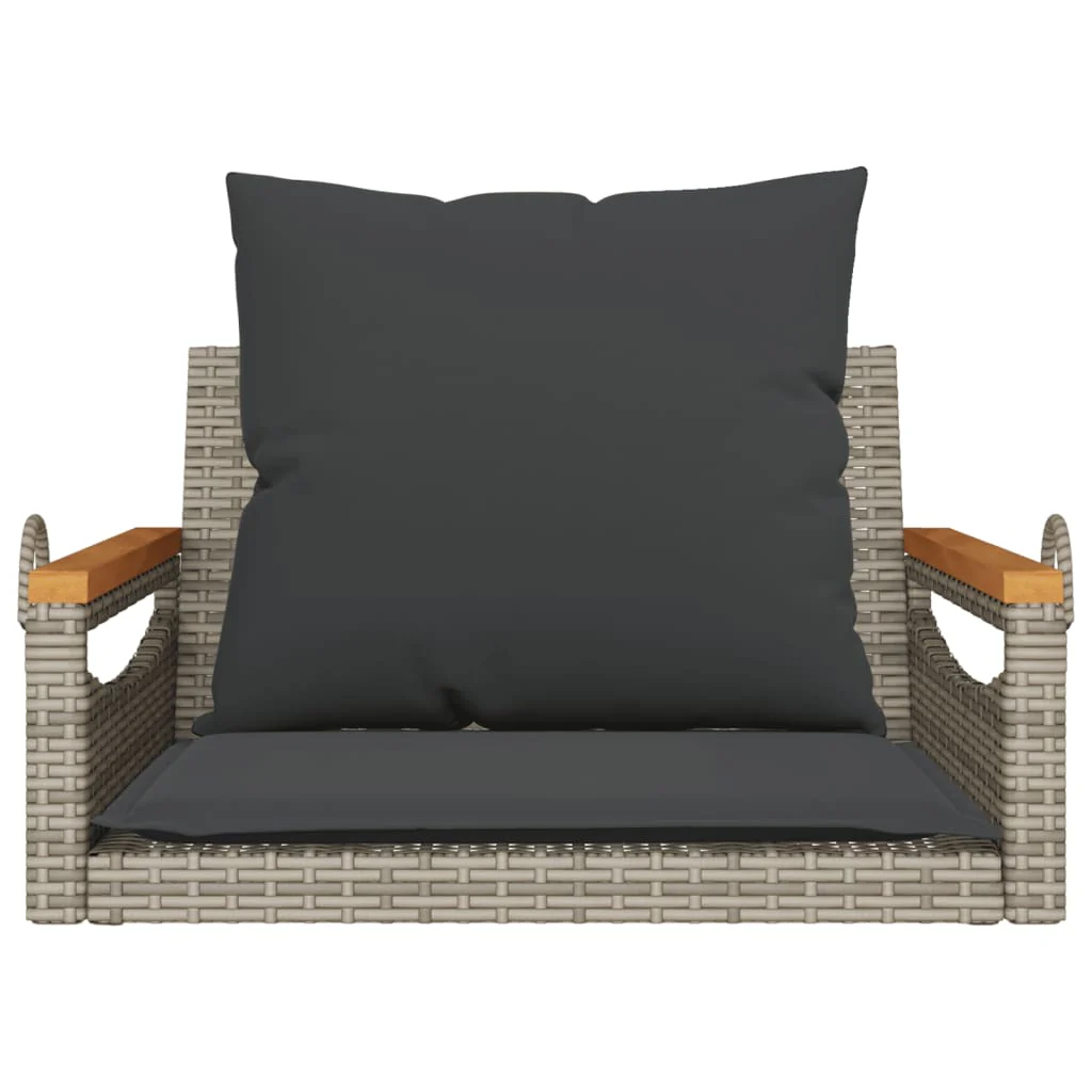 gyngebænk med hynder 63x62x40 cm polyrattan grå - Image 4