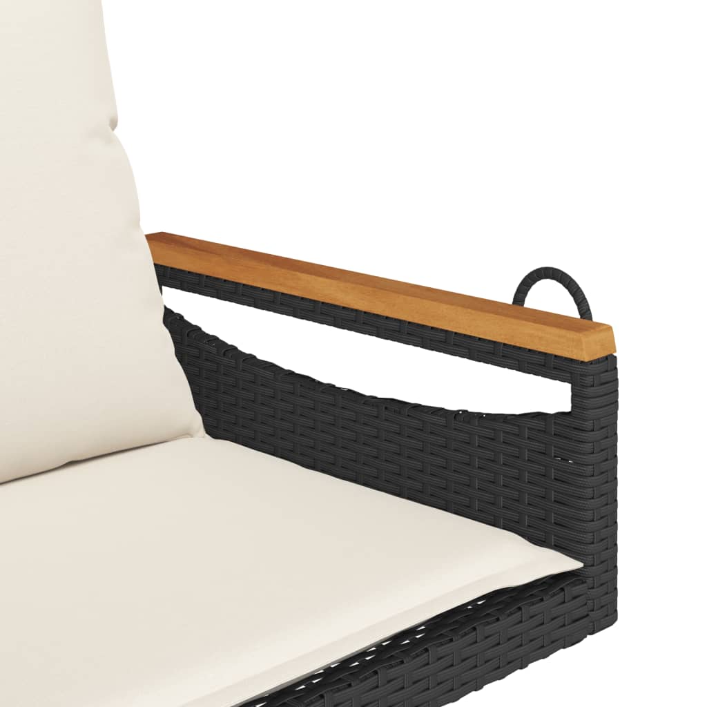 gyngebænk med hynder 63x62x40 cm polyrattan sort - Image 7
