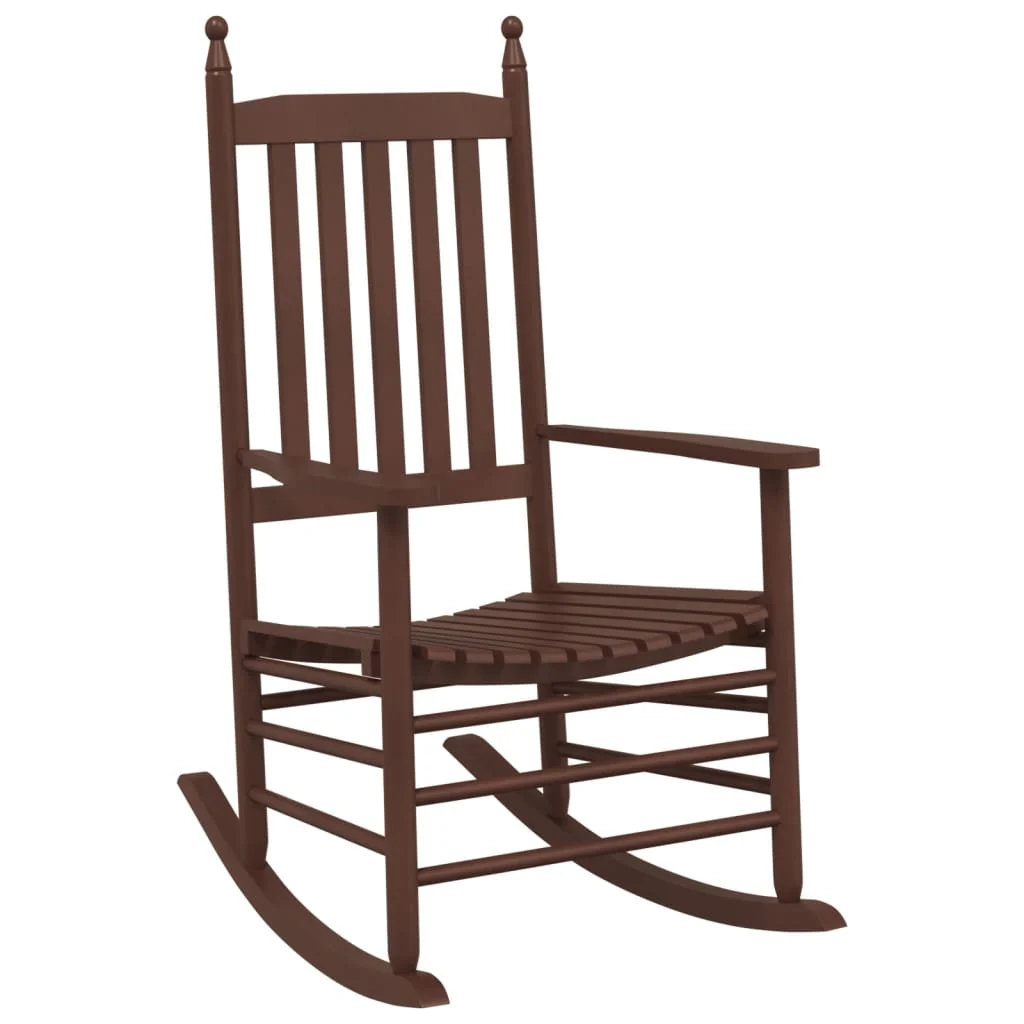 gyngestol med klapbord massivt poppeltræ brun - Image 3