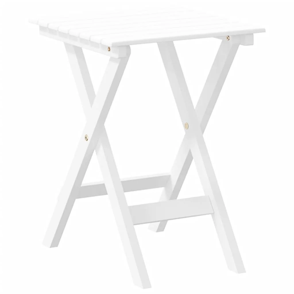 gyngestol med klapbord massivt poppeltræ hvid - Image 4