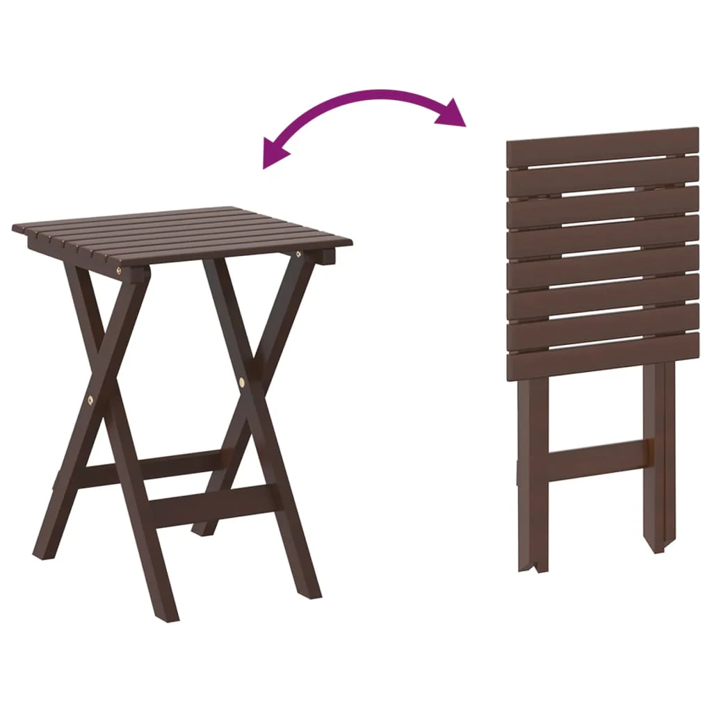gyngestole 2 stk. med klapbord massivt poppeltræ brun - Image 5