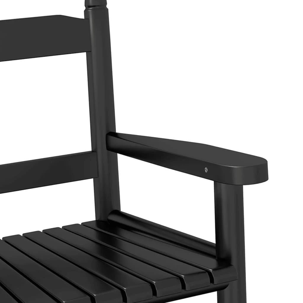 gyngestole til børn 2 stk. massivt poppeltræ sort - Image 7