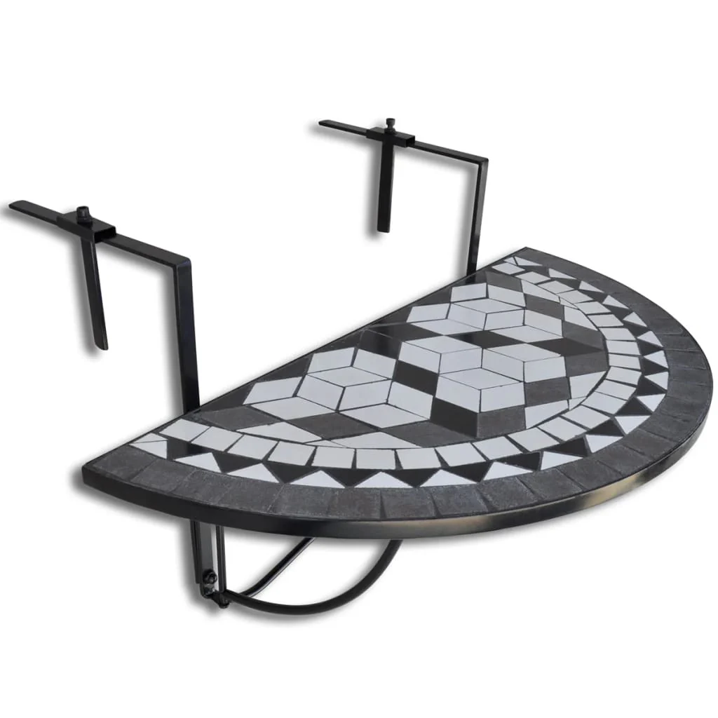 hængende altanbord mosaik sort og hvid - Image 2
