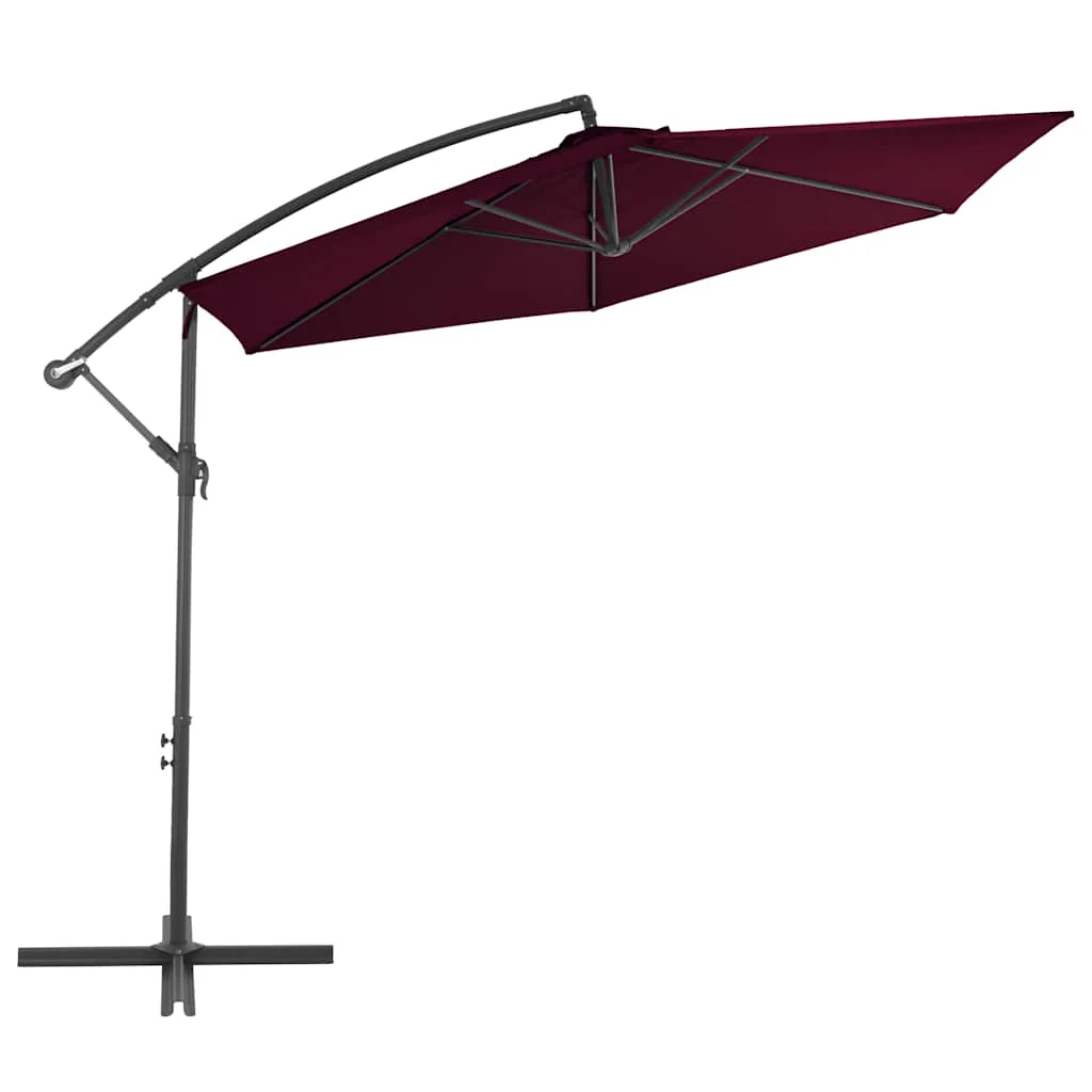 hængeparasol 300 cm aluminiumsstang bordeauxrød - Image 2