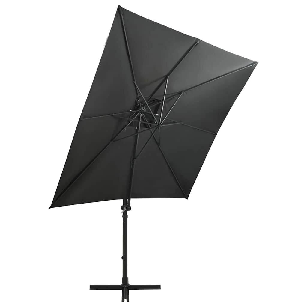 hængeparasol med stang og LED-lys 250 cm antracitgrå - Image 3