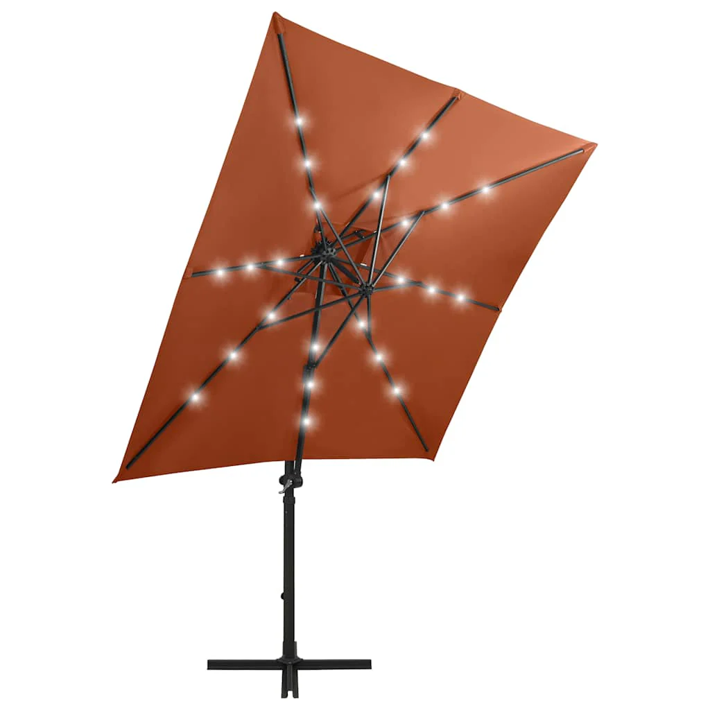 hængeparasol med stang og LED-lys 250 cm terrakotta - Image 3