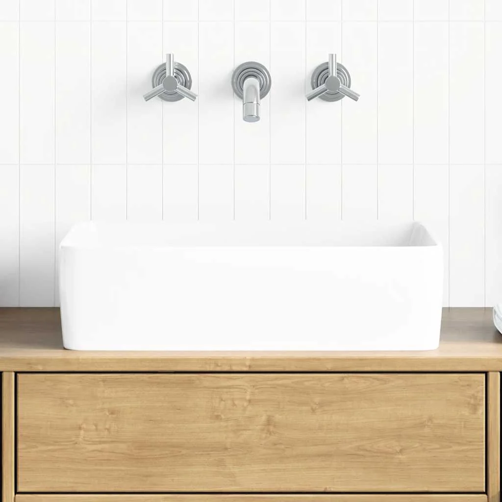 håndvask 48x37x13 cm keramik rektangel hvid