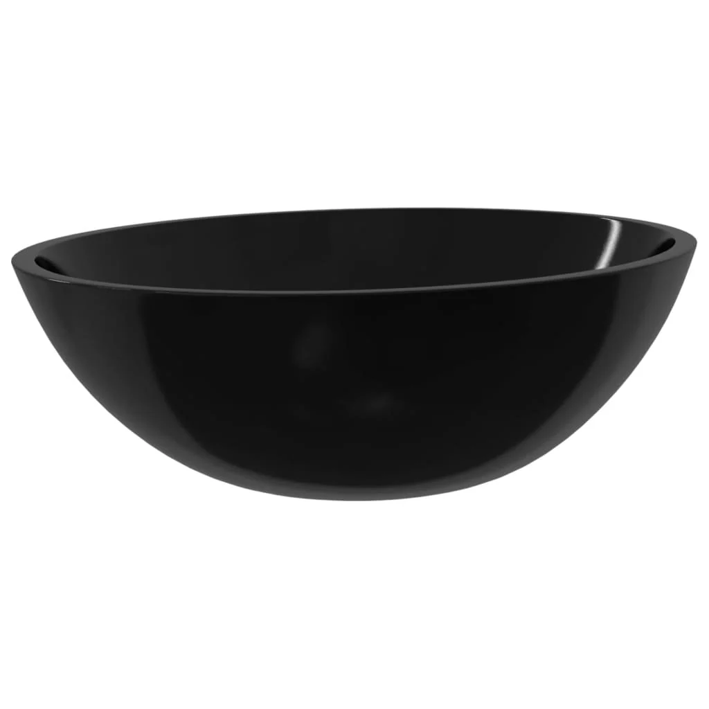 håndvask 50x37x14 cm glas sort - Image 2
