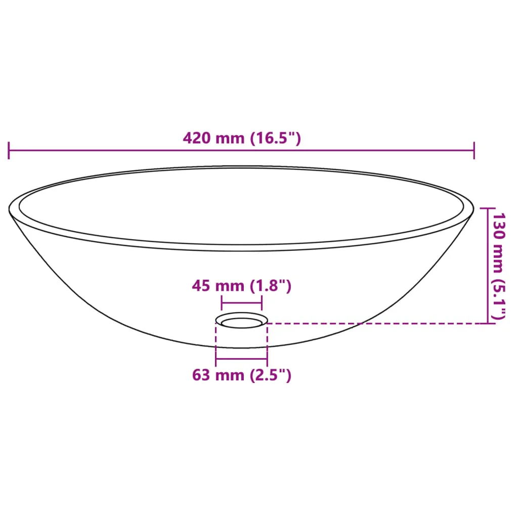 håndvask i hærdet glas 42 cm sort - Image 4