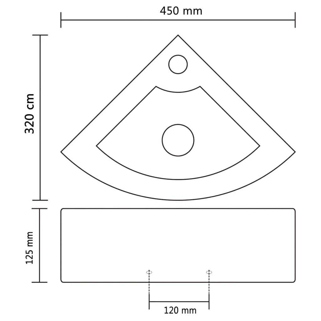 håndvask med overløb 45 x 32 x 12,5 cm sort - Image 6
