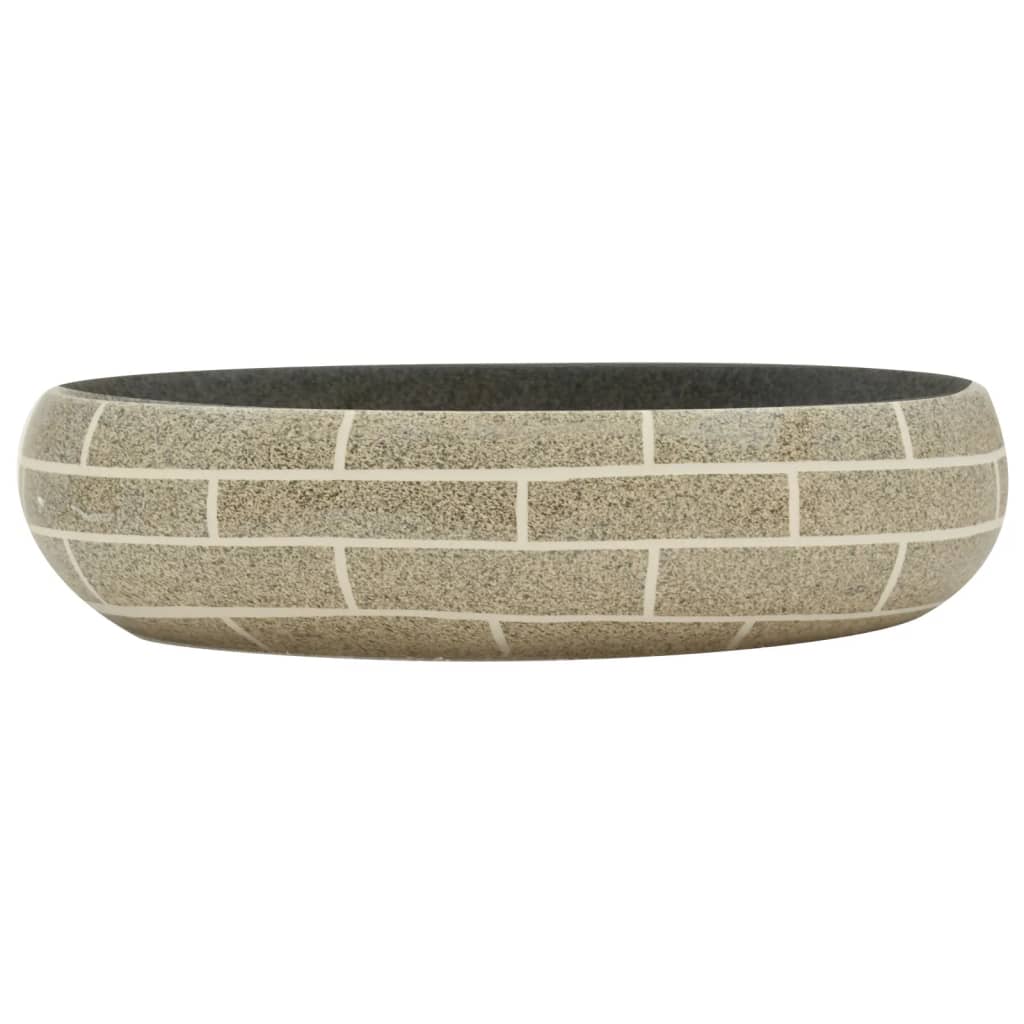 håndvask til bordplade 59x40x15 cm oval keramik flerfarvet - Image 3