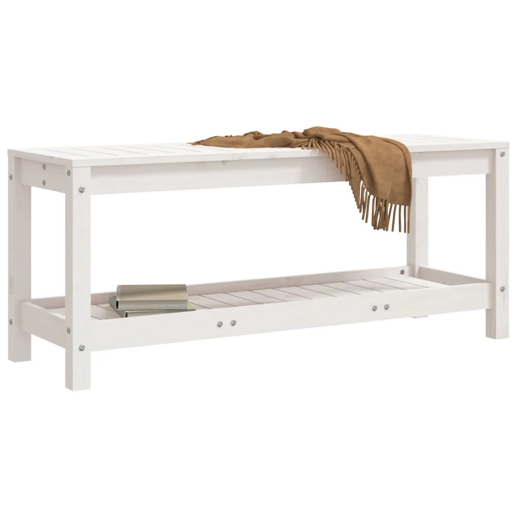 havebænk 108x35x45 cm massivt fyrretræ hvid - Image 3