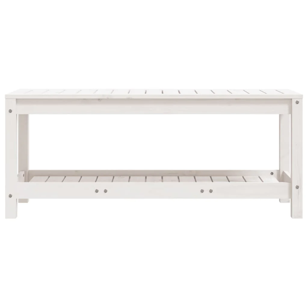 havebænk 108x35x45 cm massivt fyrretræ hvid - Image 4